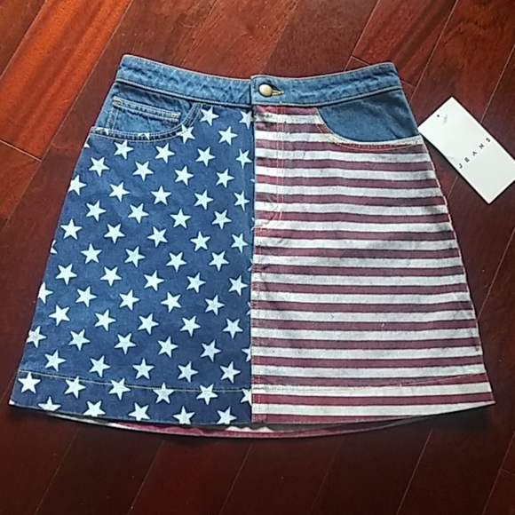 AMERICAN APPAREL STARS & STRIPES DENIM SKIRT - Picture 5 of 8